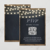 D'accompagnement Carte de réponse Rustic Wood & String Lights | Gra (Devant / Derrière)