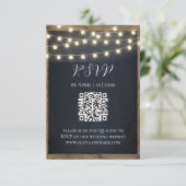 D'accompagnement Carte de réponse Rustic Wood & String Lights | Gra (Debout devant)