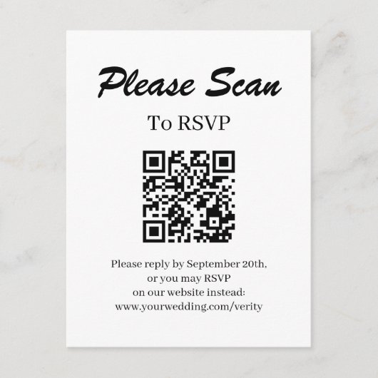 D'accompagnement Carte de réponse simple moderne avec code QR (Devant)