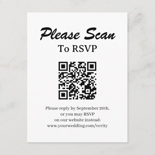D'accompagnement Carte de réponse simple moderne avec QR Code inclu (Devant)