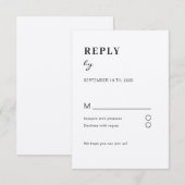 D'accompagnement Carte de réponse simple moderne blanc noir RSVP (Devant / Derrière)