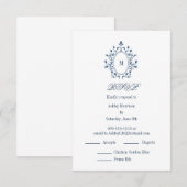 D'accompagnement carte de réponse teal Monogramme avec 2 choix de p (Devant / Derrière)
