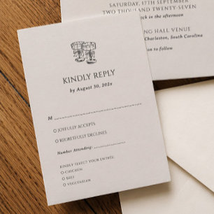 D'accompagnement Carte de réponse traditionnelle pour mariage Old M