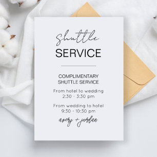 D'accompagnement Carte de service de navette de mariage