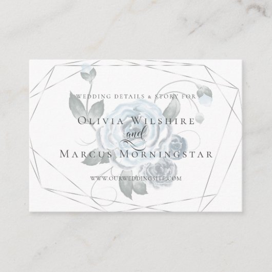 D'accompagnement Carte de site mariage | Floral bleu Dusty (Devant)