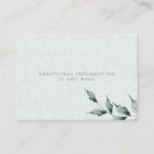 D'accompagnement Carte de site mariage | Grayed Jade Green Botaniqu (Dos)