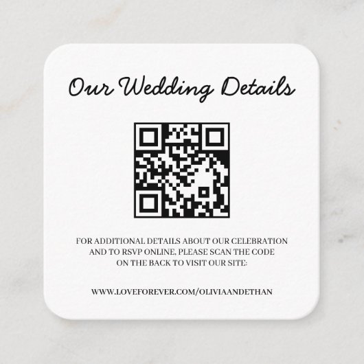 D'accompagnement Carte de site web de mariage avec code QR et carte (Devant)