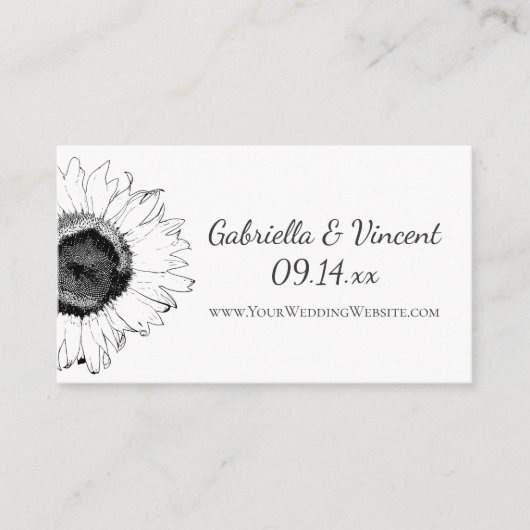 D'accompagnement Carte de site Web Mariage de tournesol noir et bla (Devant)