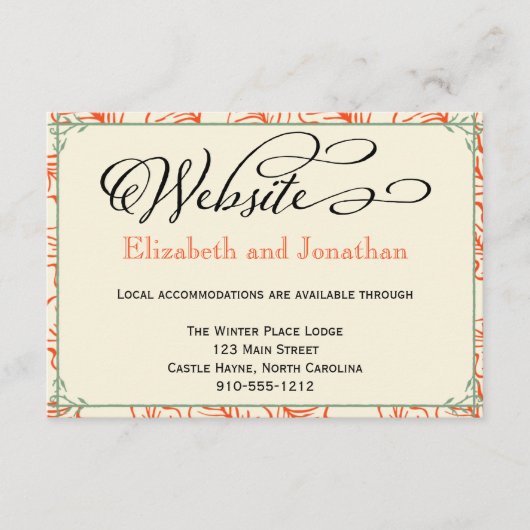 D'accompagnement Carte de site Web Orange & Turquoise Rustic Mariag (Devant)