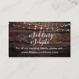 D'accompagnement Carte de site Web Rustic Wood & Light String Maria
