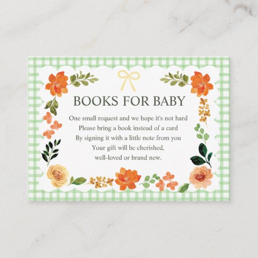 D'accompagnement Carte de supplément de fête de bébé Gingham herbe (Devant)