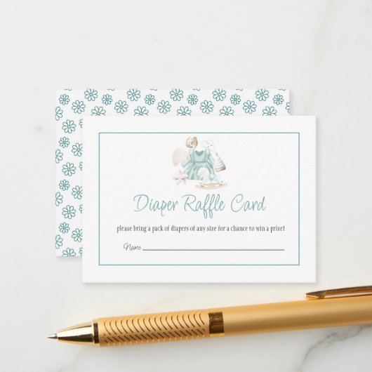 D'accompagnement Carte de tirage au sort de couche pour bébé fille (Devant/Arrière en situation)