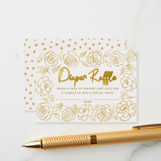 D'accompagnement Carte de tirage au sort de couche pour bébé Fleurs (Devant/Arrière en situation)