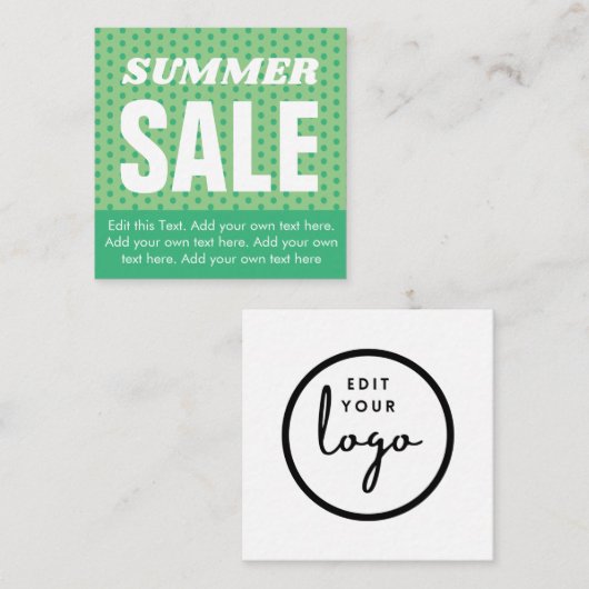 D'accompagnement Carte de vente d'été - Vert (Devant / Derrière)