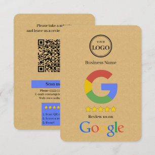 D'accompagnement Carte de visite avec lien QR Code pour avis Google