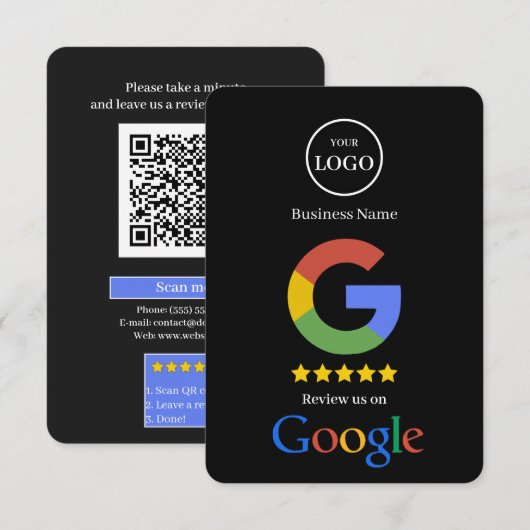 D'accompagnement Carte de visite avec lien QR Code pour avis Google (Devant / Derrière)