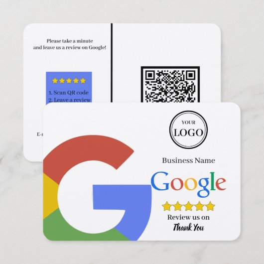 D'accompagnement Carte de visite avec lien QR Code pour avis Google (Devant / Derrière)