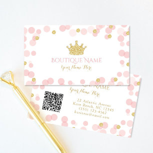 D'accompagnement Carte de visite code QR Princesse Rose Pailletée O