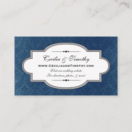 D'accompagnement Carte de visite de site Web Mariage damassé Classy (Devant)