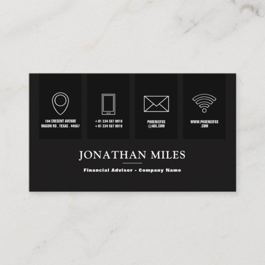 D'accompagnement Carte de visite d'icône professionnelle noir et bl (Devant)