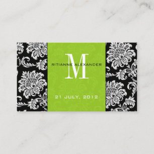 D'accompagnement Carte de visite du site Web Green Mariage damassé