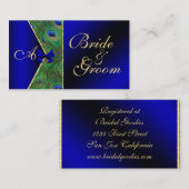 D'accompagnement Carte de visite Mariage Royal Blue Peacock (Devant / Derrière)