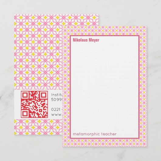D'accompagnement Carte de visite surdimensionnée pour enseignant d' (Devant / Derrière)