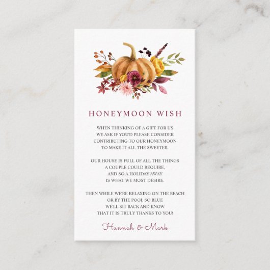 D'accompagnement Carte de vœu pour le fonds de lune de miel (Devant)
