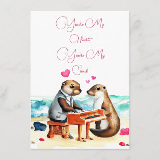 D'accompagnement Carte de voeux Otter Couple Love