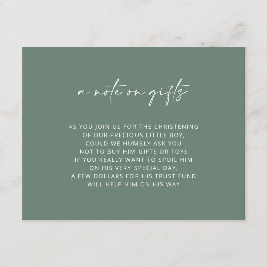 D'accompagnement Carte de voeux Simple Green pour baptême (Devant)