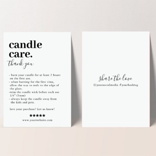 D'accompagnement Carte d'emballage pour Merci de soins aux bougies