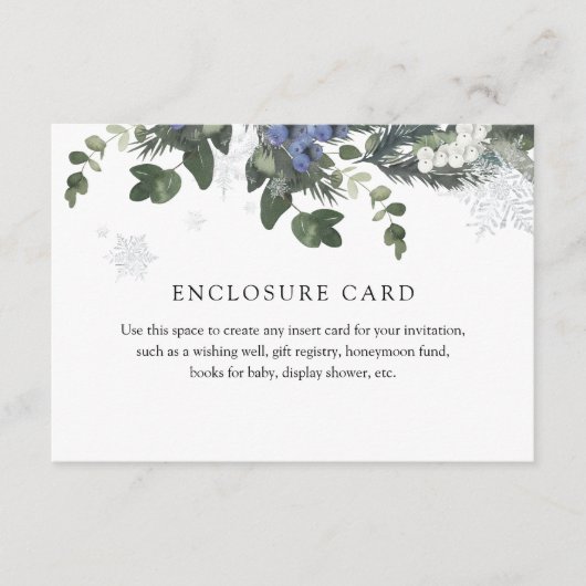D'accompagnement Carte d'encart de bleu de verdure d'hiver (Devant)