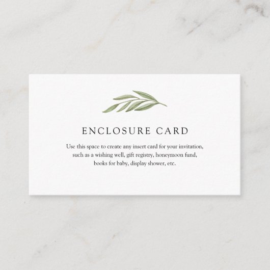 D'accompagnement Carte d'encart de branche de verdure unique (Devant)