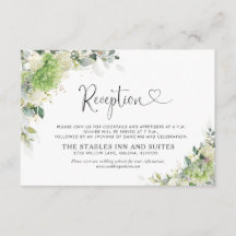 Carte d'encart de réception de mariage aux hortens