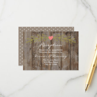 D'accompagnement Carte d'encart de réception de mariage en bois de