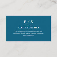 Carte d'encart élégante à monogramme bleu classiqu