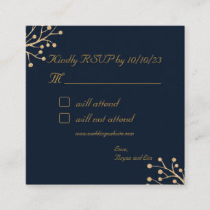 D'accompagnement Carte d'enceinte RSVP marine et or Elegant mariage