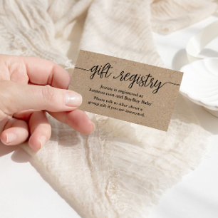 D'accompagnement Carte d'enregistrement cadeau, Baby shower Kraft r