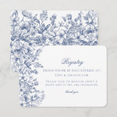 D'accompagnement Carte d'enregistrement de la nuptiale florale Blue (Devant / Derrière)