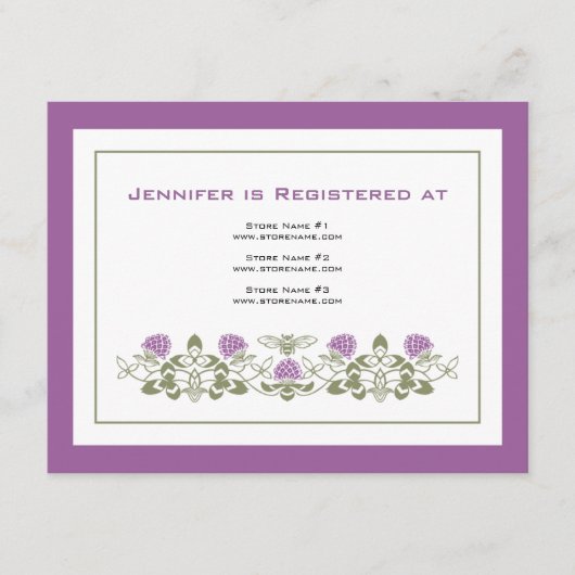 D'accompagnement Carte d'enregistrement de l'abeille Flora (Devant)