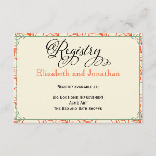 D'accompagnement Carte d'enregistrement de Mariage orange et Turquo