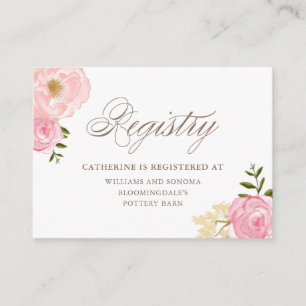 D'accompagnement Carte d'enregistrement des fleurs d'aquarelle rose