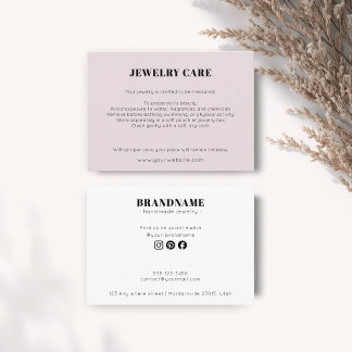 D'accompagnement Carte d'entretien de bijoux rose moderne minimalis