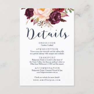 D'accompagnement Carte des détails du Mariage de la marine bourguig