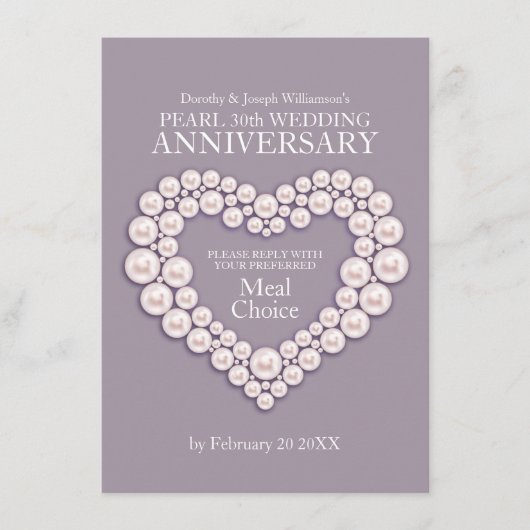 D'accompagnement Carte des options de repas d'anniversaire Pearl ma (Devant)