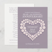 D'accompagnement Carte des options de repas d'anniversaire Pearl ma (Devant / Derrière)