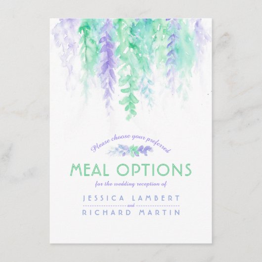 D'accompagnement Carte des options de repas en cascade de fleurs ve (Devant)