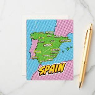 D'accompagnement Carte d'Espagne illustrée dans le style Pop Art