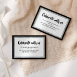 D'accompagnement Carte Détail Bat mitzvah de Glittery noir et argen<br><div class="desc">Cette carte d'encart branchée présente des lettrages en gras sur le devant avec un look superposé en parties scintillant argent et blanc, et un arrière - plan de couleur solide. Ajoutez votre texte à l'aide du formulaire modèle. Modifiez la police, la disposition et les couleurs à l'aide de l'outil de...</div>