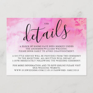 D'accompagnement Carte Détail du Mariage Ombre Watercolor - Rose
